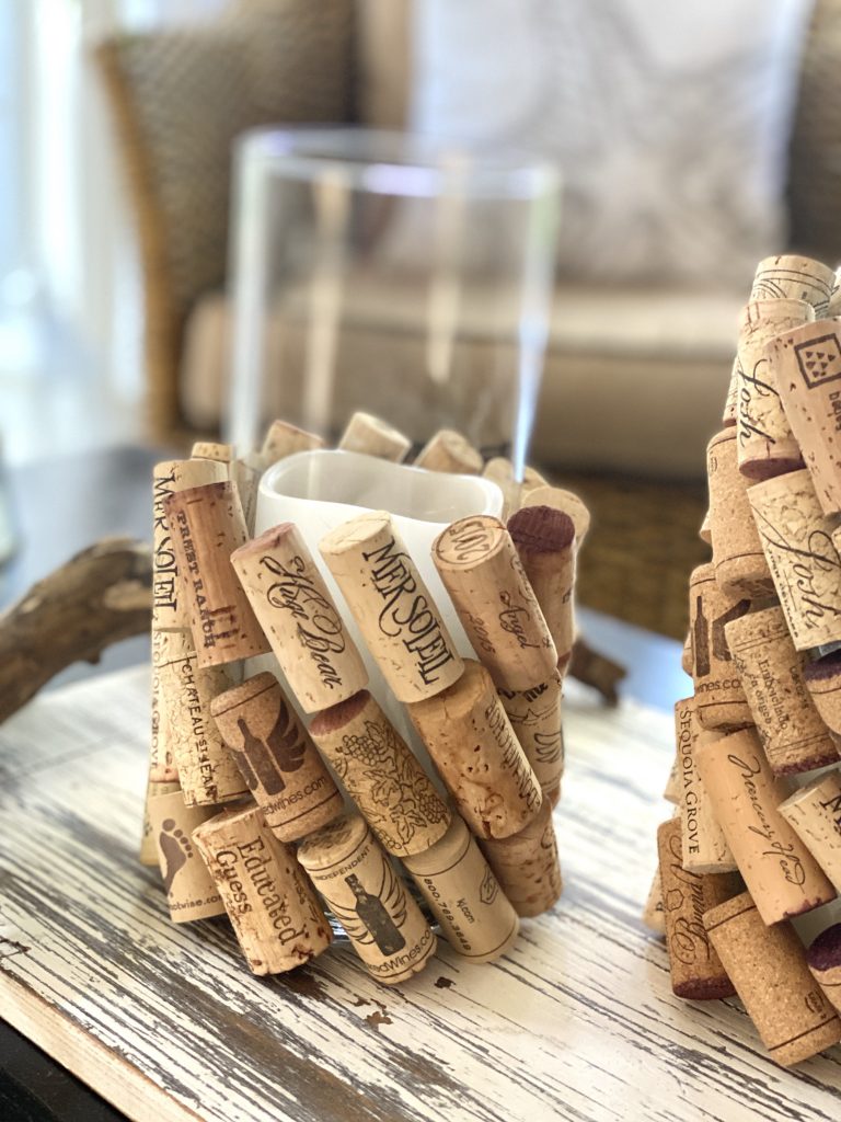 Cork cylinders for candles or flowers.