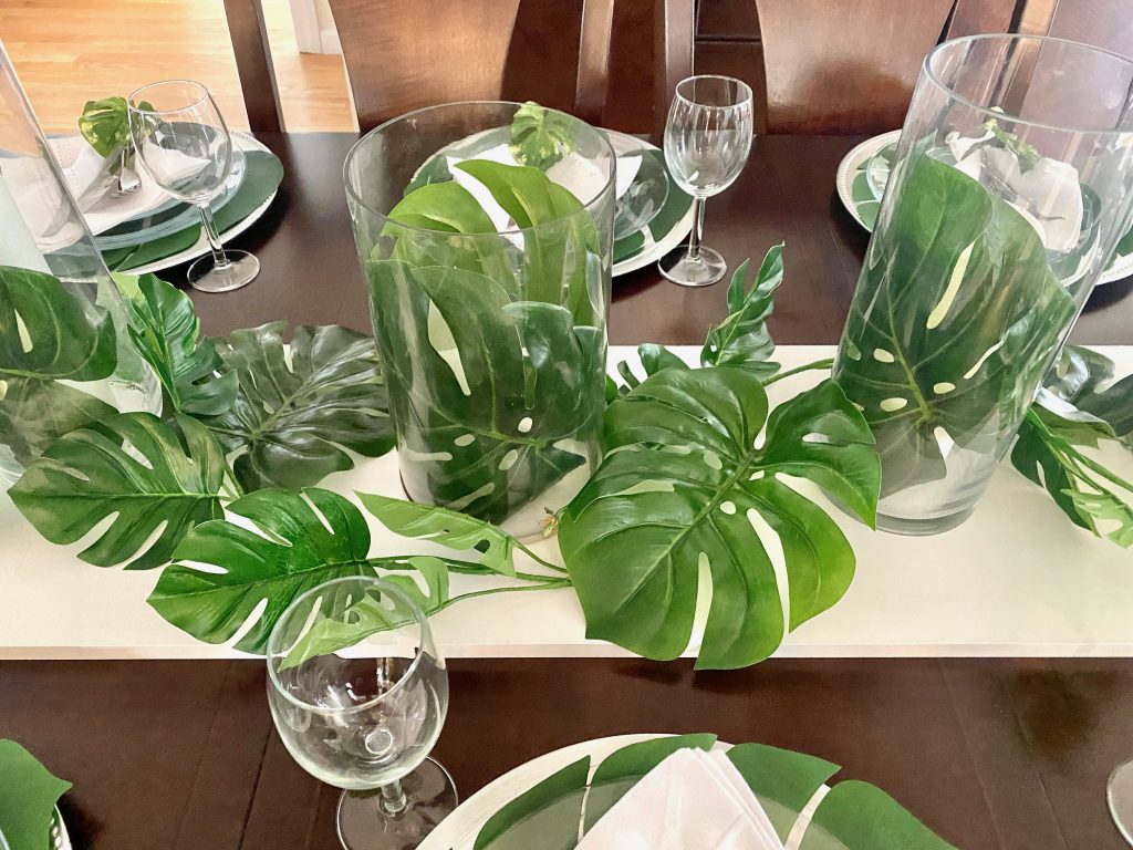 simple and elegant tropical dinner party