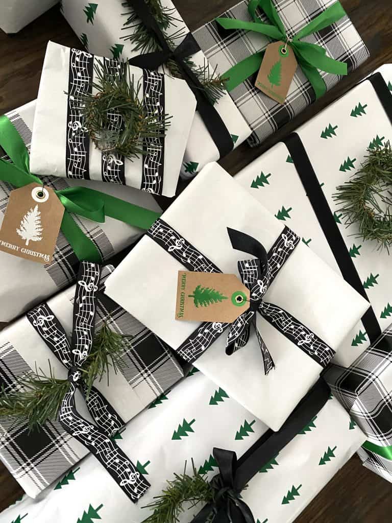 green and black gift wrap