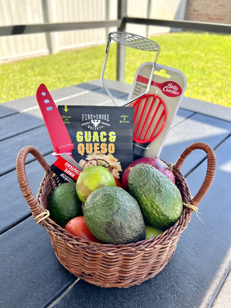 avocado and veggies in a basket
